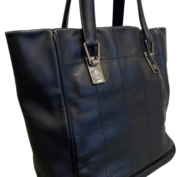 Chanel Lambskin Square Stitched Tote Black (Pre-owned)