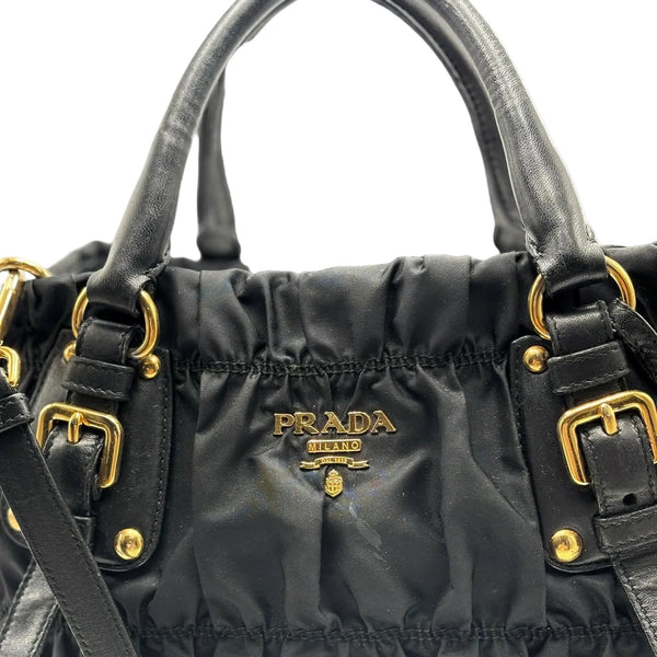 Prada Black Gaufre Tessuto Nylon Shopping Tote Bag (Pre-owned) 87X8449
