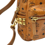 Load image into Gallery viewer, MCM Visetos Side Stud X-Mini Stark Bebe Boo Backpack Cognac (Pre-owned) J39C8QY
