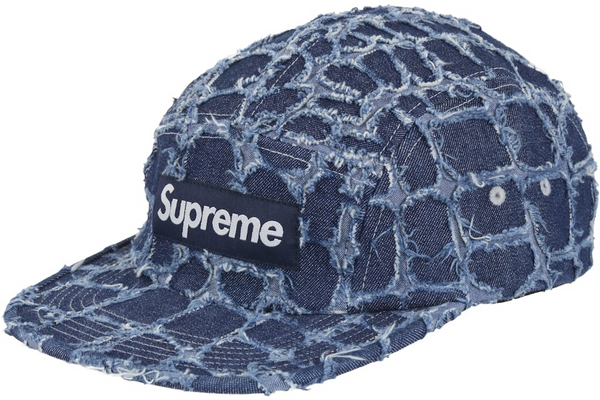 Supreme Frayed Croc Denim Camp Cap Navy