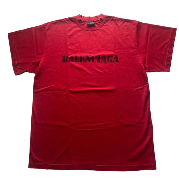 Balenciaga Red short-sleeved Shirts With Blurred Letters (Pre-owned)