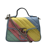 Load image into Gallery viewer, Gucci Multicolored Quilted Leather Marmont Mini Top Handle Bag (Like new) 6G2C7WM
