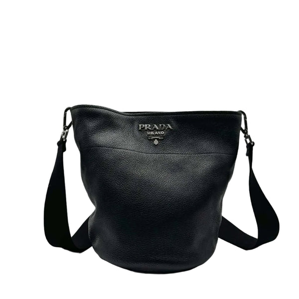 PRADA Vitello Daino Bucket Bag Black (Like new)