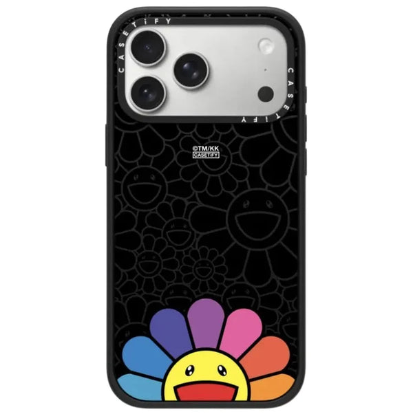 CASETIFY  x Takashi Murakami Flowers Bloom Rainbow Smile (Black Black)  iPhone 17 Pro Max Glaze Case Black