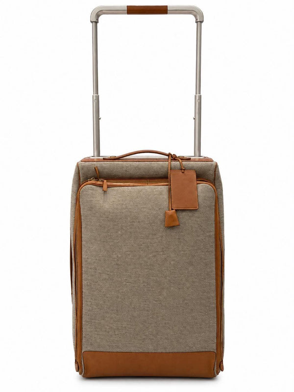 Hermes Etoupe Fauve Toile Gold Barena Leather Caleche Express Rolling Luggage (Pre-owned) D4WDJ9Y