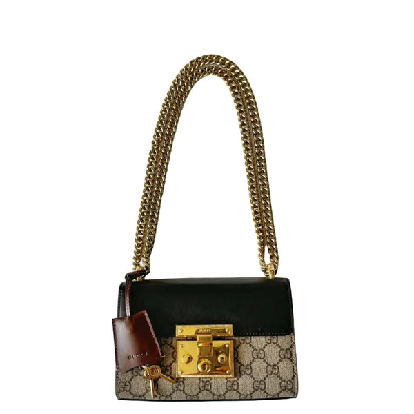 Gucci Small Padlock Shoulder Bag in GG Supreme Canvas & Leather (Like new) HG74VMC