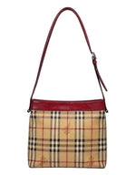 Load image into Gallery viewer, Burberry Brown Leather Haymarket Check Coated Canvas Shoulder Bag (Pre-owned)
