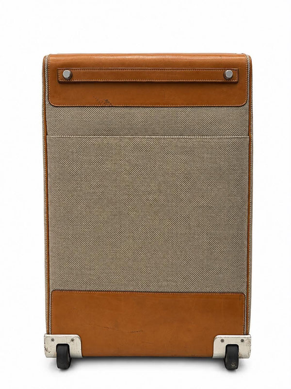 Hermes Etoupe Fauve Toile Gold Barena Leather Caleche Express Rolling Luggage (Pre-owned) D4WDJ9Y