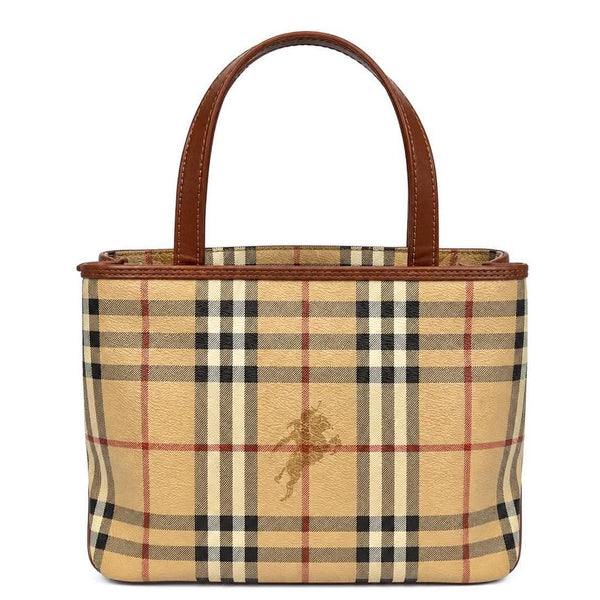 Burberry Haymarket Check Coated Canvas Handbag (Pre-owned)