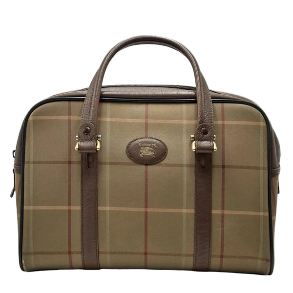 Burberry Vintage Beige/Brown Check Fabric Satchel (Pre-owned)