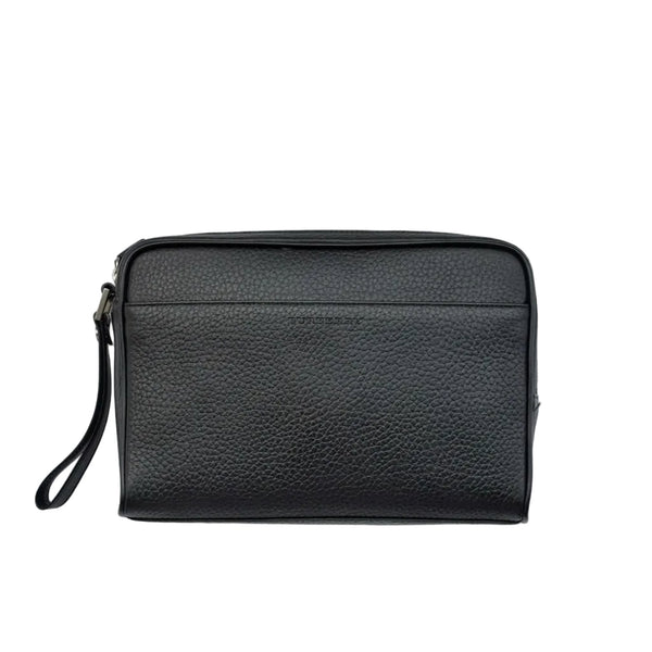 Burberry London Black Pebbled Leather Clutch (Pre-owned)
