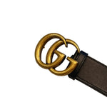 Load image into Gallery viewer, Gucci GG Marmont Belt Black Leather Gold-tone Hardware (Like new) YM6WVRH
