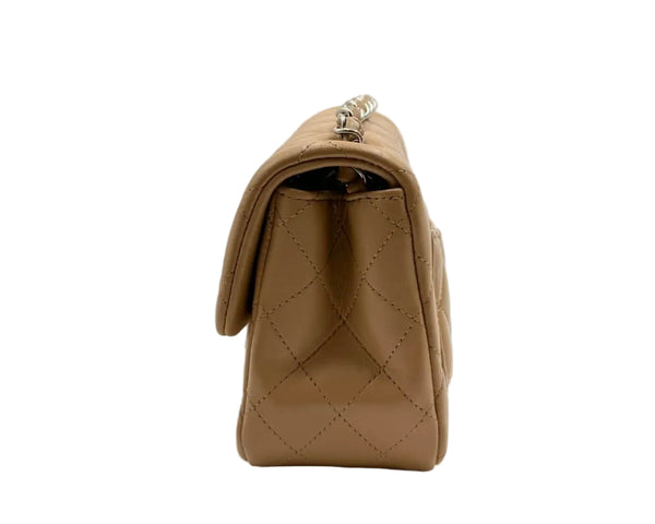 CHANEL Mini Rectangle Classic Flap Lambskin Dark Beige (Like New)