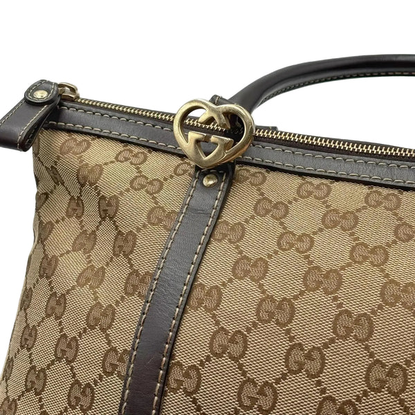 Gucci Beige/Ebony GG Canvas Lovely Heart-Shaped Interlocking G Tote Bag (Pre-owned) 394HCH9