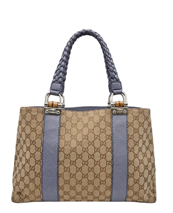 Gucci Medium GG Canvas Bamboo Libeccio Tote Bag (Pre-owned) R6KMQY2