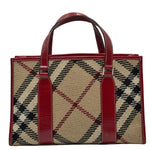 Load image into Gallery viewer, Burberry Blue Label Tweed Nova Check Handbag Beige/Red (Pre-owned)
