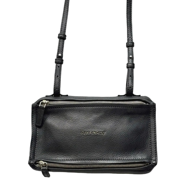 Givenchy Pandora Bag in Black Goat Skin Leather & Silver Hardware (Pre-owned) 34YMCB8