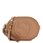 Load image into Gallery viewer, Gucci  Pebbled Calfskin Oval Soho Shoulder Bag Beige
