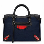 Load image into Gallery viewer, Balenciaga Mesh Arena Classic Silver Hardware Mini City Black Navy Orange (Pre-owned)
