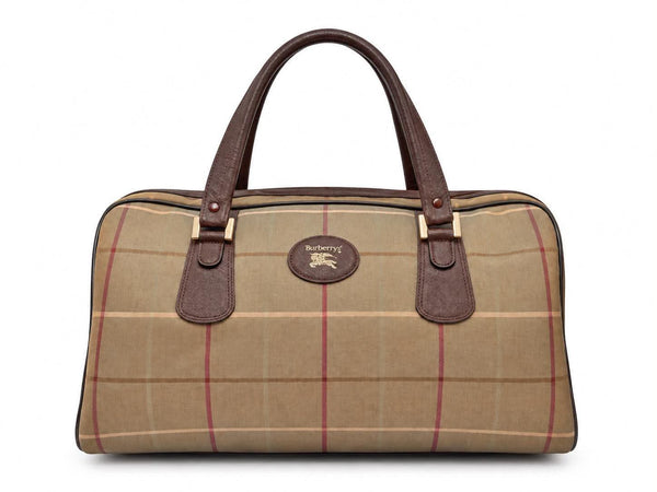 Burberry Plaid Canvas Boston Bag (Pre-owned)