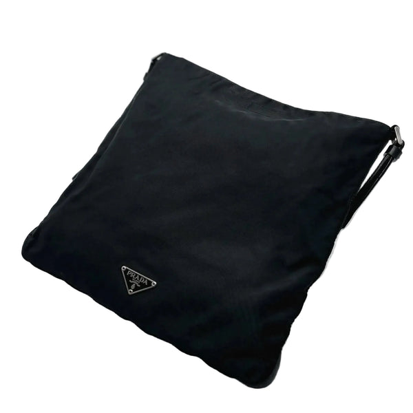 Prada Tessuto Nylon Flat Messenger Bag Black (Pre-owned)