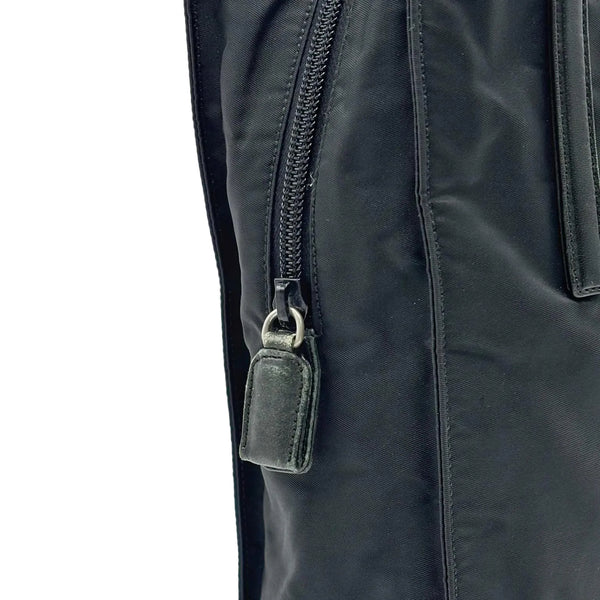 Prada Nylon Handbag Black Silver Triangle Logo (Pre-owned)