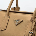 Load image into Gallery viewer, Prada Caramel Saffiano Lux Leather Twin Tote Bag (Pre-owned) HJTX82W
