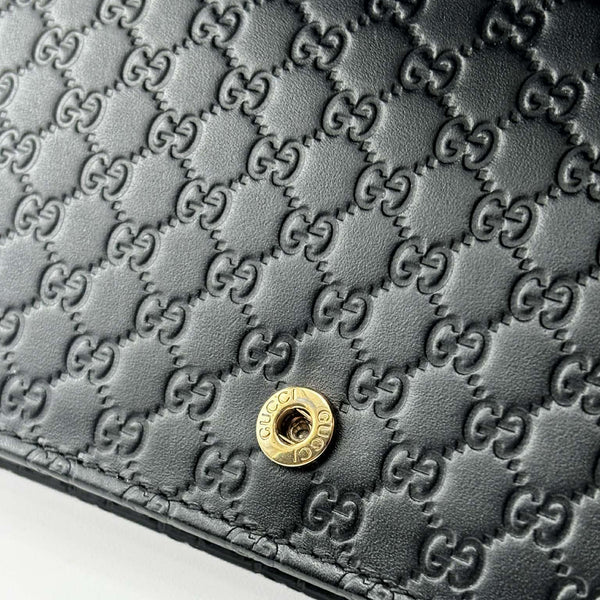 Gucci Black Micro Guccissima Leather Flap Crossbody Bag (Like new) 8JQCVMX