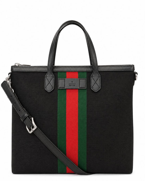 Gucci Techno Canvas Web Top Handle Shoulder Bag Black (Pre-owned)