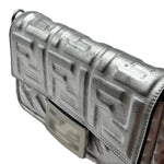 Load image into Gallery viewer, Fendi Midi Baguette Chain Bag Zucca Embossed Leather Silver (Pre-owned) C4DTW7W
