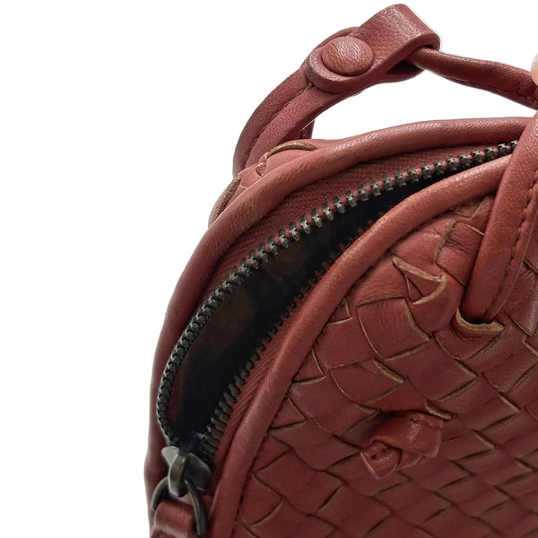 Bottega Veneta Burgundy Intrecciato Woven Nappa Leather Nodini Crossbody Bag (Pre-owned) X4MVWTT