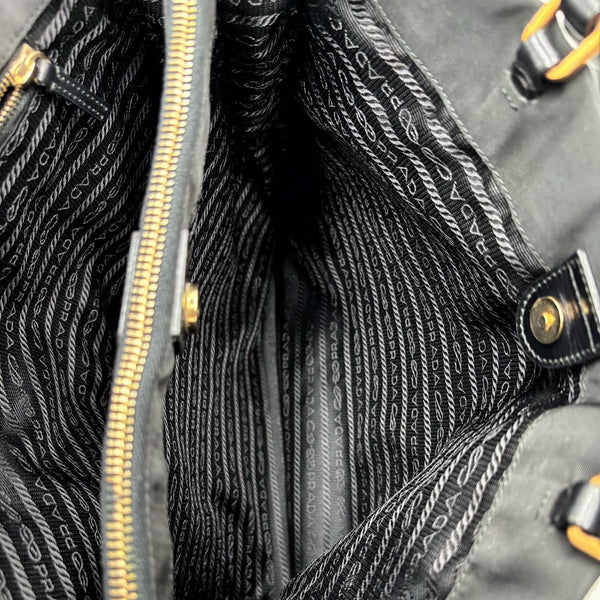 Prada Shopping Tote Bag Nylon Black Gold (Pre-owned) 29H47JX