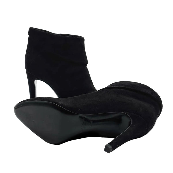 Ralph Lauren Black Suede Heeled Boots (Pre-owned)