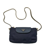 Load image into Gallery viewer, Prada Tessuto Nylon Clutch with Saffiano Trim and Chain Strap (Pre-owned) XHJTVC8
