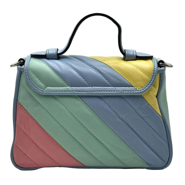 Gucci Multicolored Quilted Leather Marmont Mini Top Handle Bag (Like new) 6G2C7WM