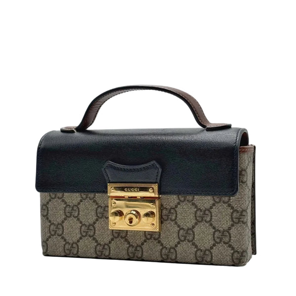 Gucci  Mini Padlock Top Handle Shoulder Bag GG Supreme Canvas (Like new) 7J9GKH8
