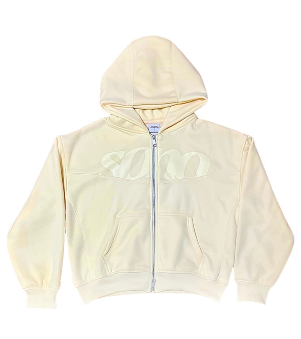 SONO Beige Cropped Zip-up Hoodie