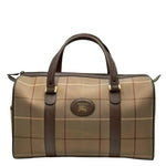 Load image into Gallery viewer, Burberry Check Boston Bag Travel Khaki Brown Canvas Leather (Pre-owned) T64W6QY

