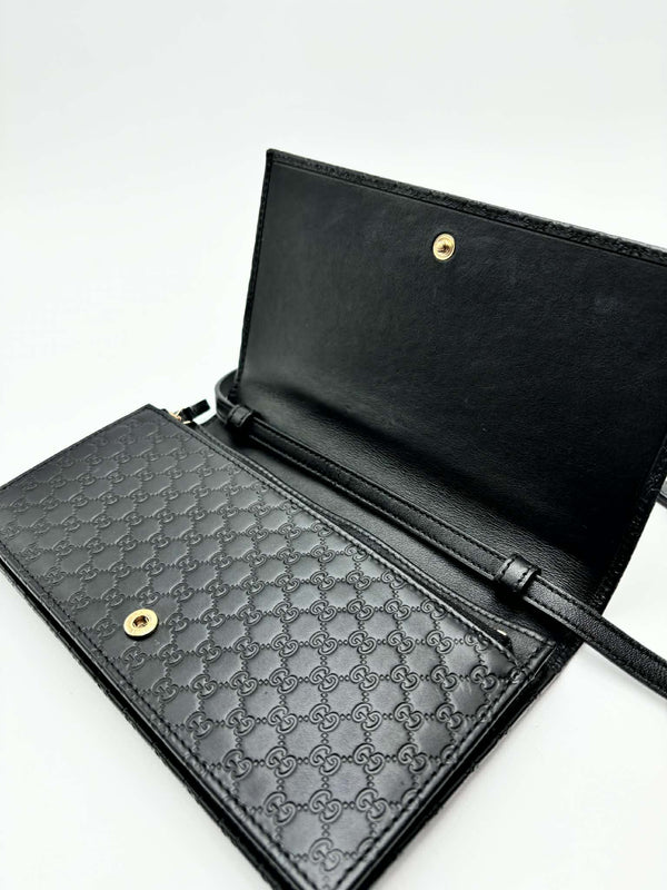 Gucci Black Micro Guccissima Leather Flap Crossbody Bag (Like new) 8JQCVMX