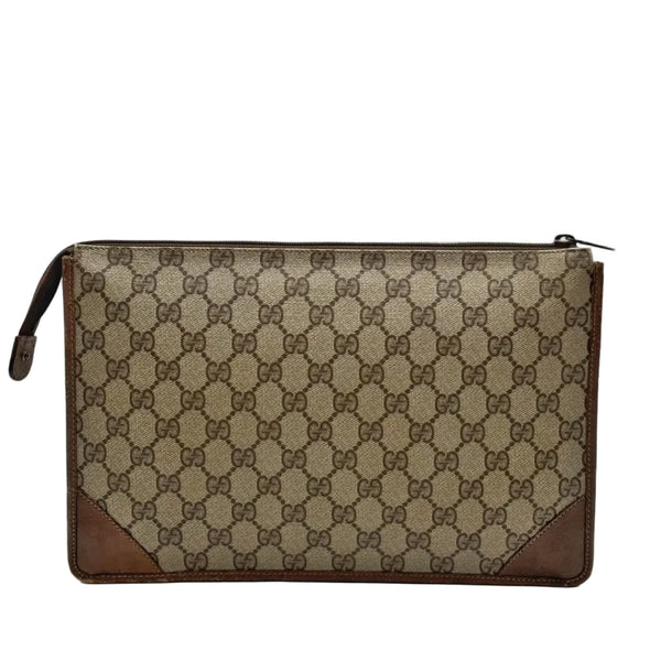 Gucci Ophidia Brown Canvas Clutch Bag Vintage (Pre-owned) MXJR6TW
