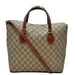 Load image into Gallery viewer, Gucci GG Supreme Monogram Linea A Foldover Tote Brown (Pre-owned) BT7RWX6
