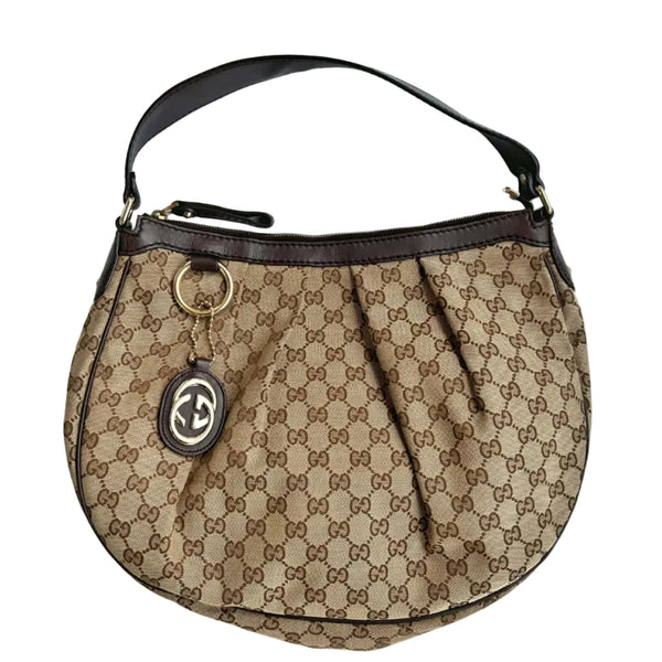 Gucci Beige/Brown GG Canvas Medium Sukey Hobo (Pre-owned) 9X9Y2WG