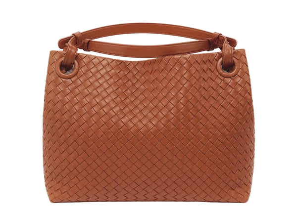 Bottega Veneta Noce Intrecciato Woven Nappa Leather Seamless Garda Tote Bag (Pre-owned)