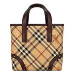 Load image into Gallery viewer, Burberry Nova Check Shadow Horse Handbag Tote Bag Brown Beige Leather (Pre-owned)
