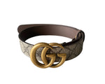 Load image into Gallery viewer, Gucci Beige/Brown GG Supreme Canvas and Leather GG Marmont Buckle Belt sz65 BRANDNEW
