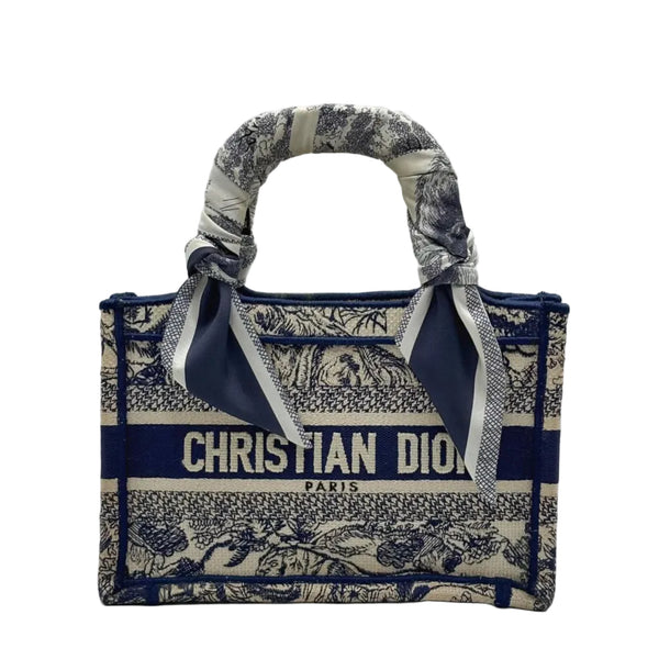 Christian Dior Toile De Jouy Dioriviera Small Book Tote Blue (Like new) H239R6J