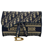 Load image into Gallery viewer, Christian Dior Oblique Slim Saddle Pouch Blue (Pre-owned) 7MJGV2D
