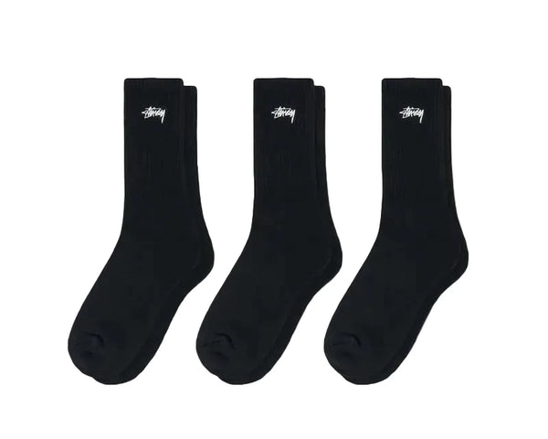 Stussy Stock Crew Socks - 3 pack Black