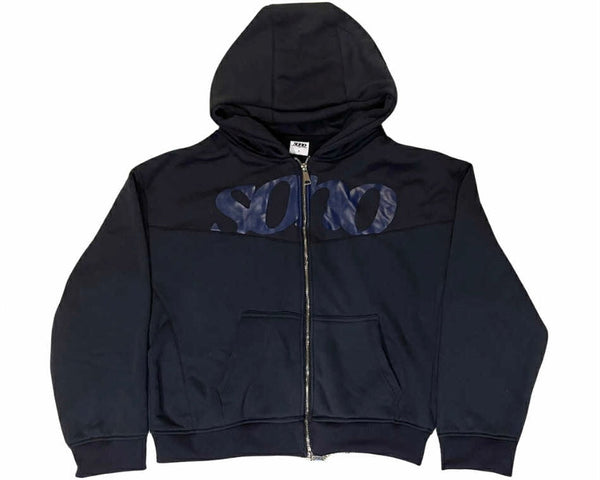 SONO Blue Cropped Zip-up Hoodie