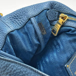 Load image into Gallery viewer, Prada Blue Vitello Daino Leather Large Shopping Tote Bag (Pre-owned) H44RRJ2
